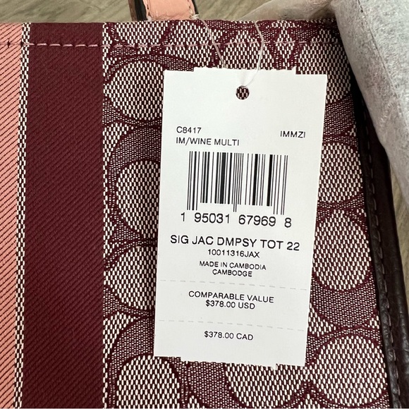 Coach Dempsey Tote 22 In Signature Jacquard With Stripe And Coach Patch - Picture 9 of 9